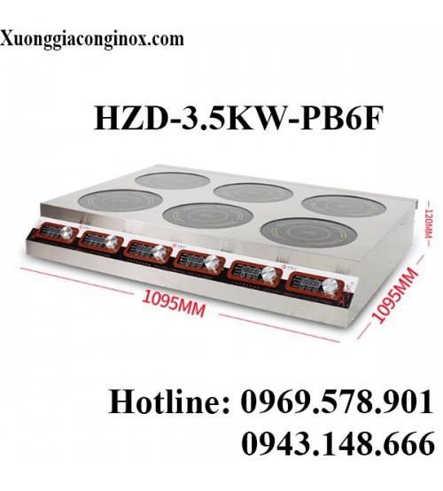 Bếp từ công nghiệp vuông 6 mặt phẳng mỏng có hẹn giờ 3.5KW HZD-3.5KW-PB6F