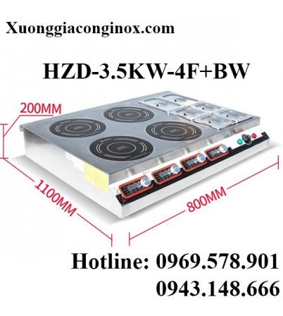 Bếp từ công nghiệp mỏng kết hợp bếp hấp có hẹn giờ 3.5KW HZD-3.5KW-4F+BW