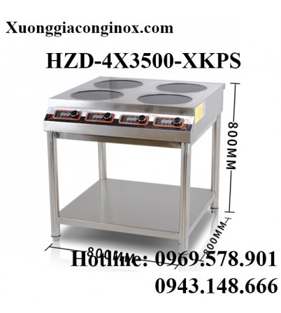 Bếp từ công nghiệp phẳng 4 mặt từ có giá hẹn giờ 3.5KW HZD-4X3500-XKPS
