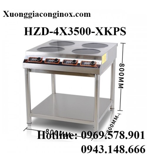 Bếp từ công nghiệp phẳng 4 mặt từ có giá hẹn giờ 3.5KW HZD-4X3500-XKPS
