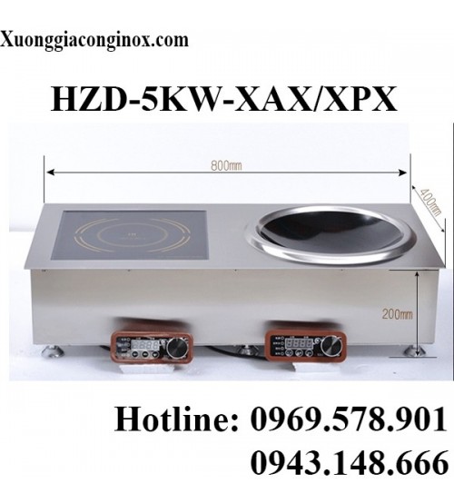 Bếp từ công nghiệp đôi lắp âm có hẹn giờ 5kw HZD-5KW-XAX/XPX