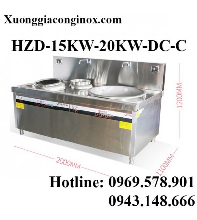 Bếp từ công nghiệp mặt lõm-chảo lớn-bếp chiên có vòi rửa 15-20KW HZD-15KW-20KW-DC-C