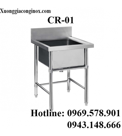 Chậu rửa inox công nghiệp đơn 1 hố CR-01