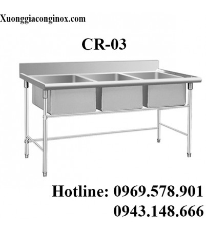 Chậu rửa inox công nghiệp 3 hố CR-03