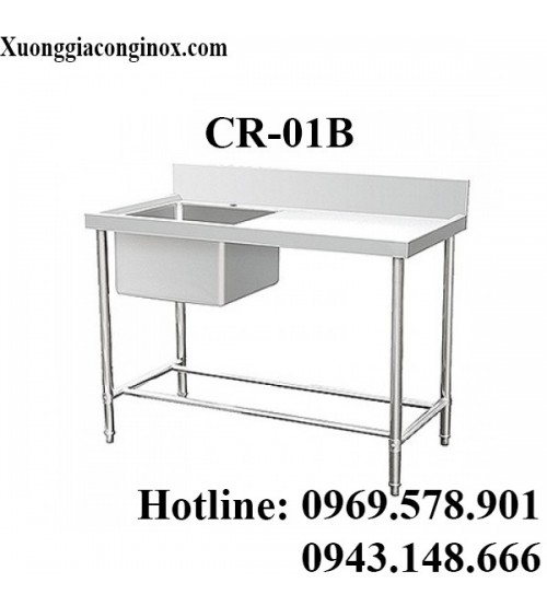 Chậu rửa inox công nghiệp 1 hố có bàn CR-01B
